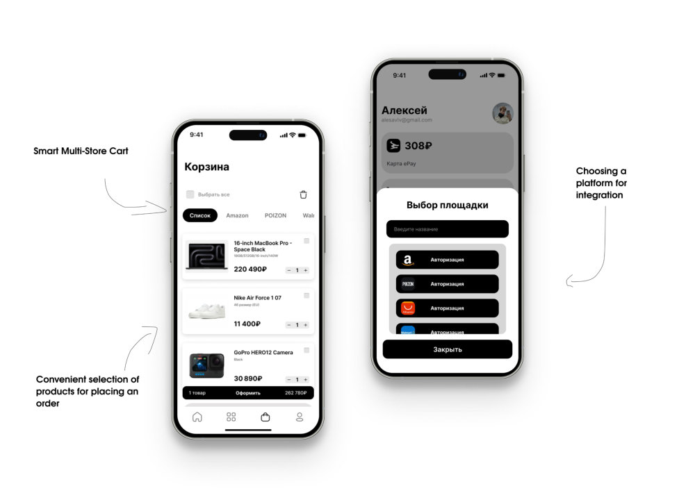 Organized cart screen